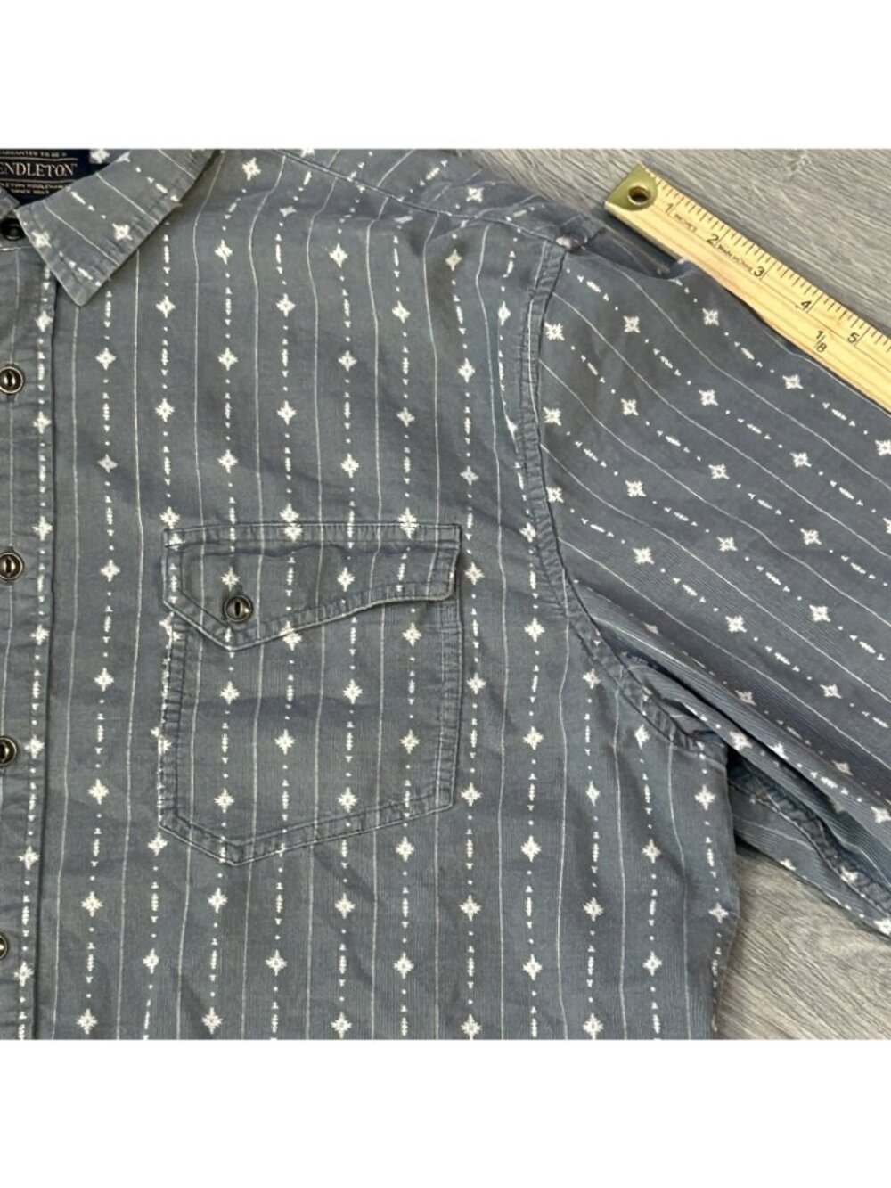 Pendleton Shirt Men XL Slate Pinwale Corduroy Geometric Button Up Western Casual - Picture 10 of 13